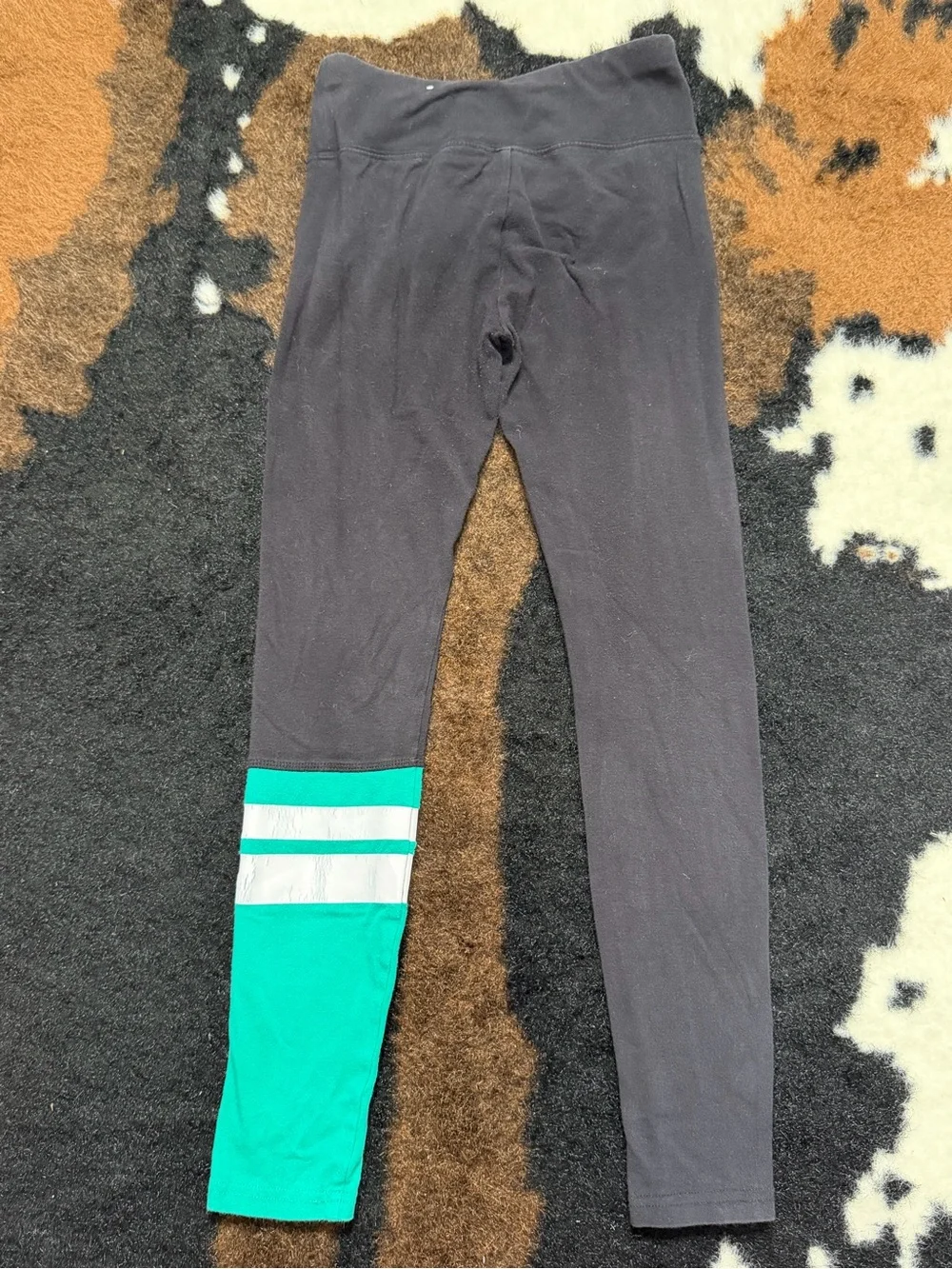 Justice Active Girls Soccer Leggings Black Teal Size 10